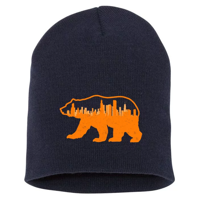 Chicago Skyline City Bear Short Acrylic Beanie