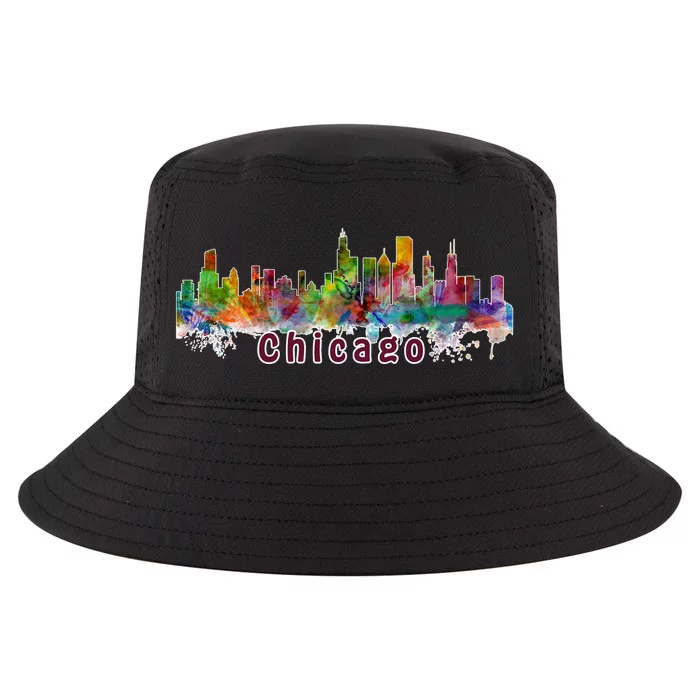 Chicago Skyline Paint Splatter Cool Comfort Performance Bucket Hat