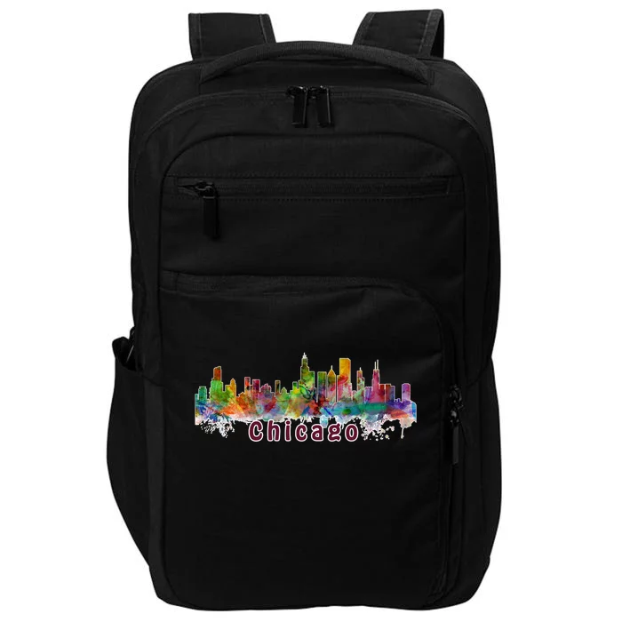 Chicago Skyline Paint Splatter Impact Tech Backpack