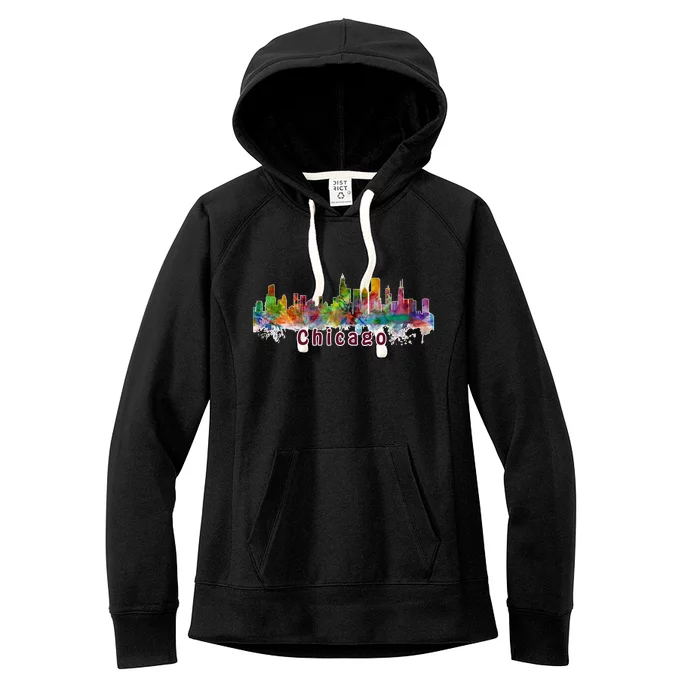 Chicago Skyline Paint Splatter Women's Fleece Hoodie