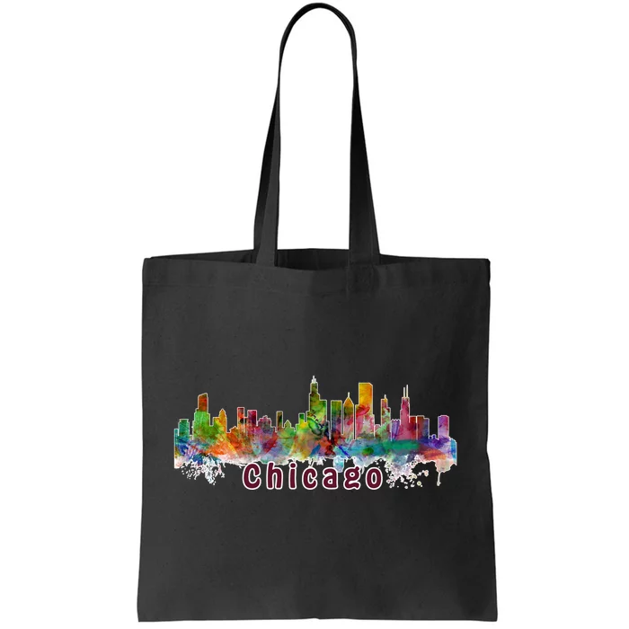 Chicago Skyline Paint Splatter Tote Bag