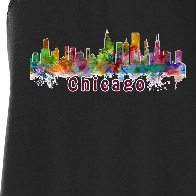 Chicago Skyline Paint Splatter Women's Racerback Tank