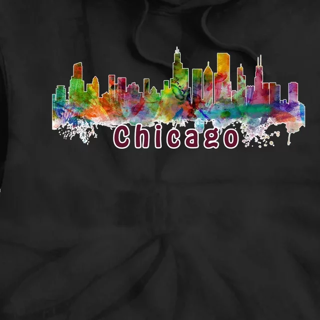 Chicago Skyline Paint Splatter Tie Dye Hoodie