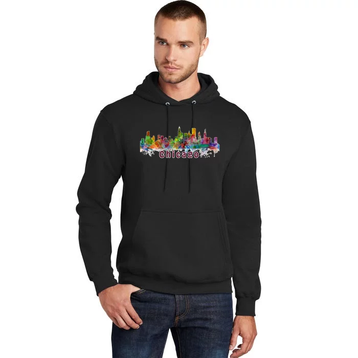 Chicago Skyline Paint Splatter Tall Hoodie