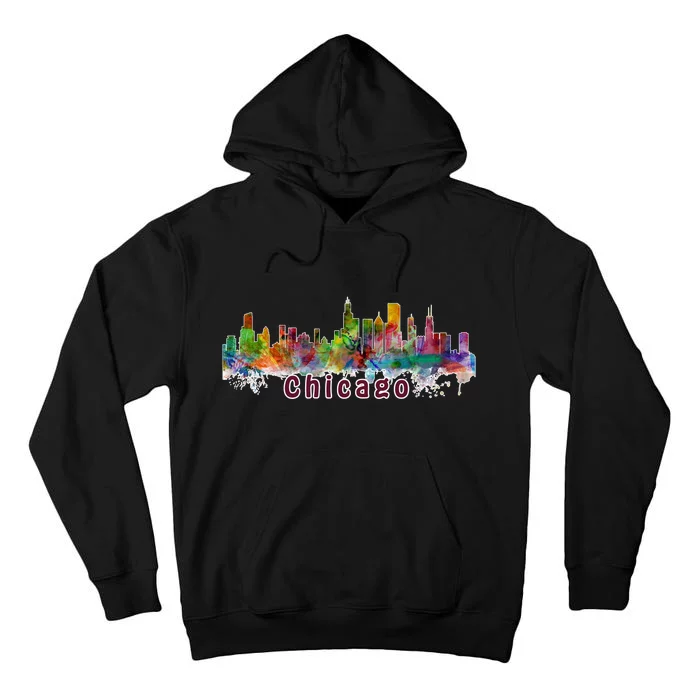 Chicago Skyline Paint Splatter Tall Hoodie