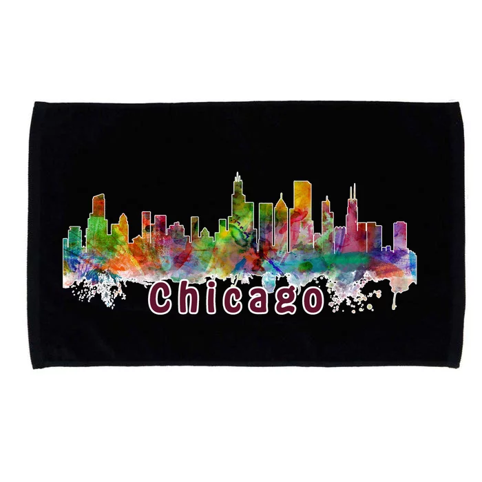 Chicago Skyline Paint Splatter Microfiber Hand Towel