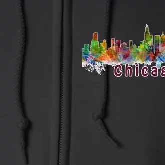 Chicago Skyline Paint Splatter Full Zip Hoodie