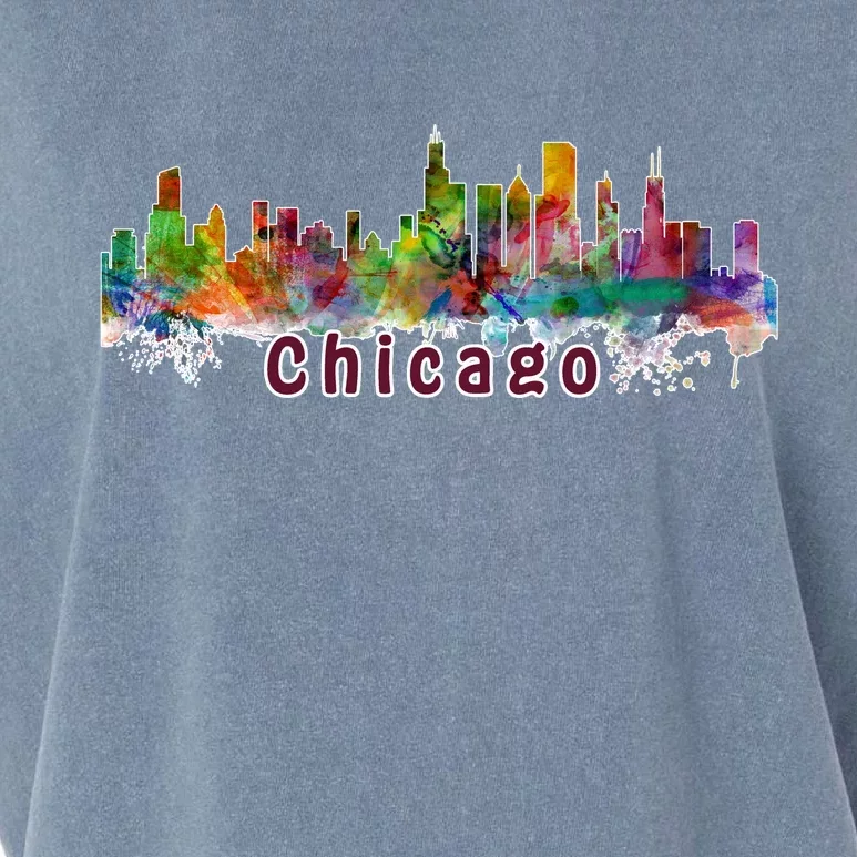 Chicago Skyline Paint Splatter Garment-Dyed Women's Muscle Tee