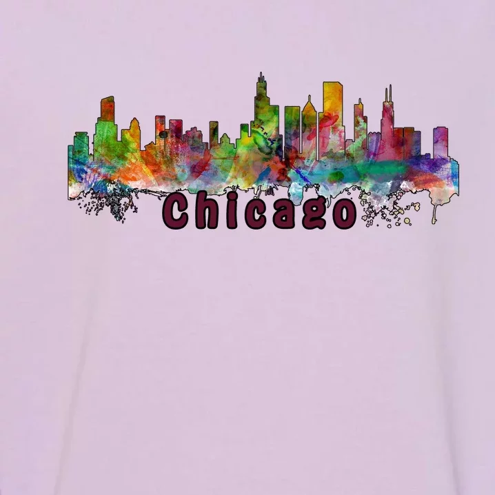 Chicago Skyline Paint Splatter Garment-Dyed Sweatshirt