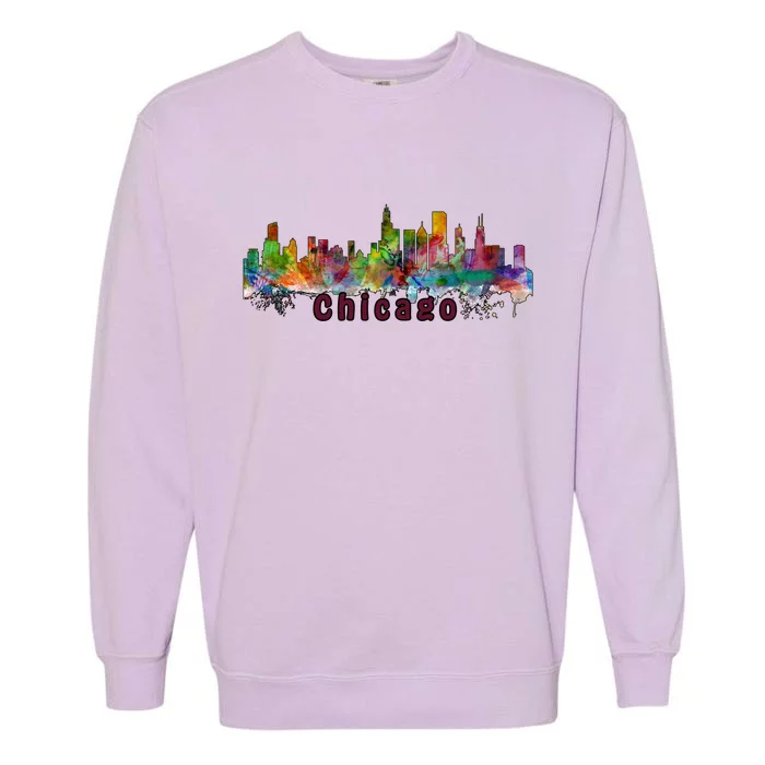 Chicago Skyline Paint Splatter Garment-Dyed Sweatshirt