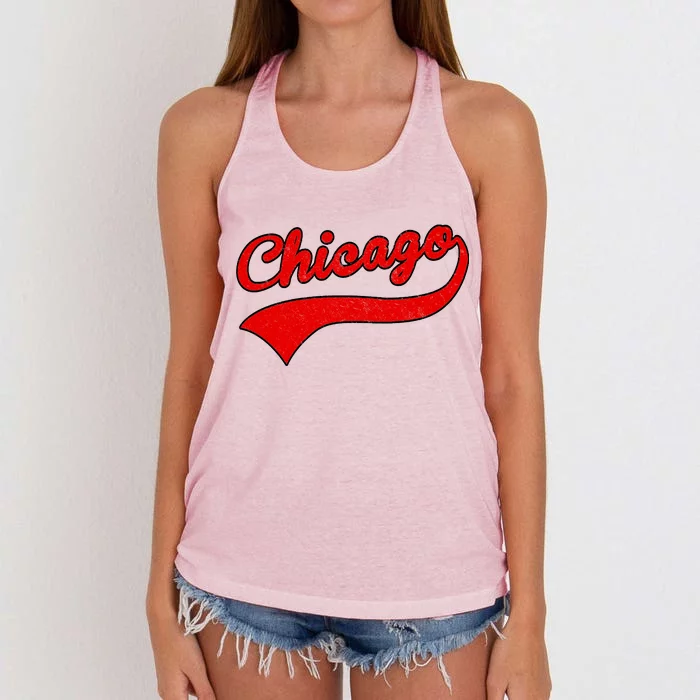 Chicago Vintage Classic Team Logo Women's Knotted Racerback Tank