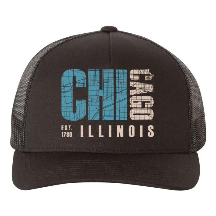 Chicago Vintage Emblem Yupoong Adult 5-Panel Trucker Hat