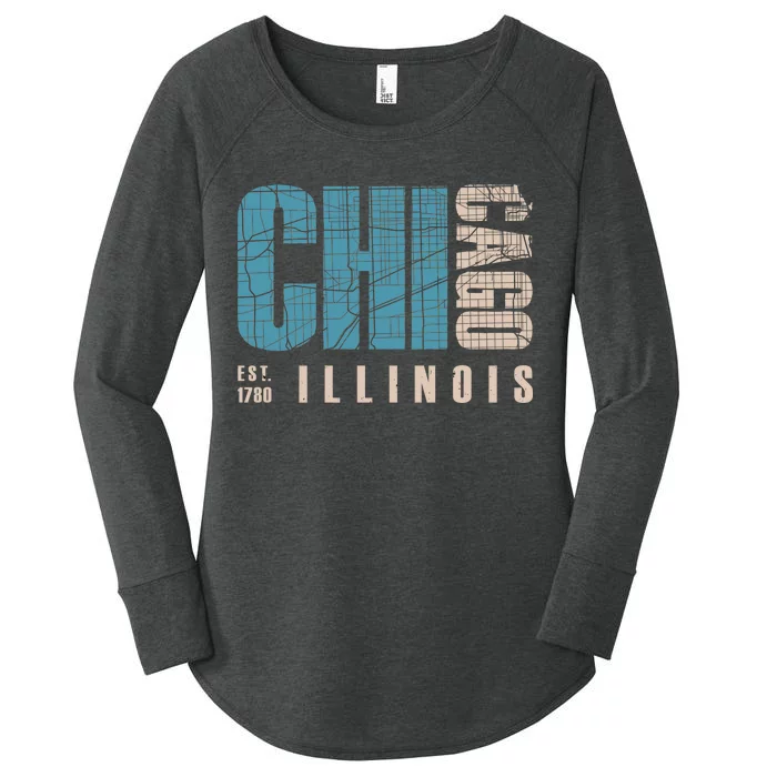 Chicago Vintage Emblem Women's Perfect Tri Tunic Long Sleeve Shirt