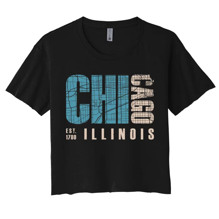 Chicago Vintage Emblem Women's Crop Top Tee