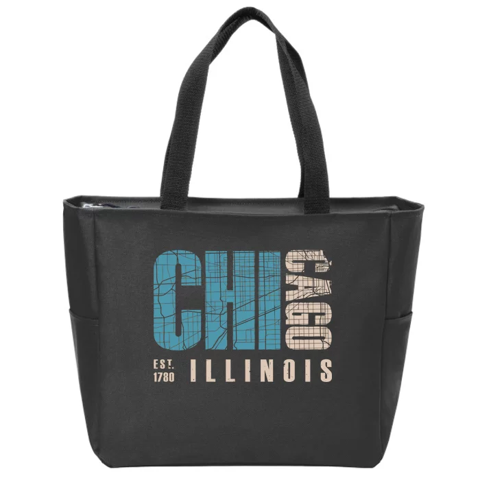 Chicago Vintage Emblem Zip Tote Bag