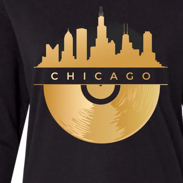 Chicago Vinyl Skyline Womens Cotton Relaxed Long Sleeve T-Shirt