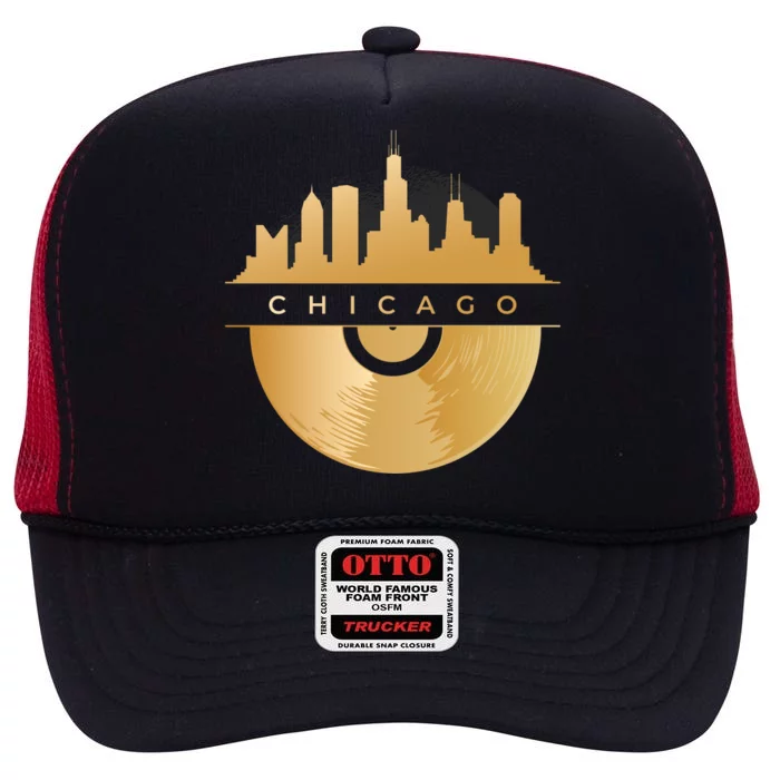 Chicago Vinyl Skyline High Crown Mesh Trucker Hat