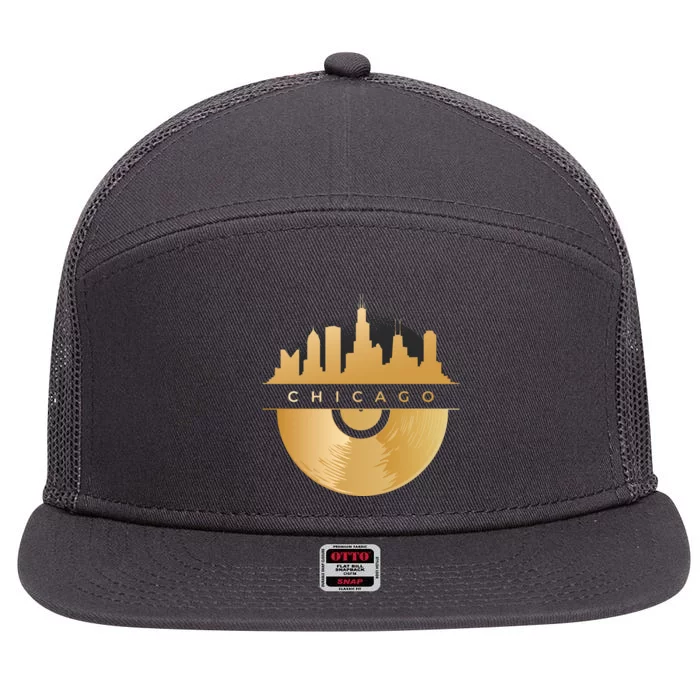 Chicago Vinyl Skyline 7 Panel Mesh Trucker Snapback Hat