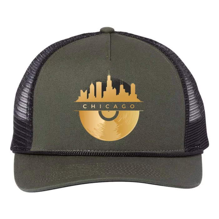 Chicago Vinyl Skyline Retro Rope Trucker Hat Cap