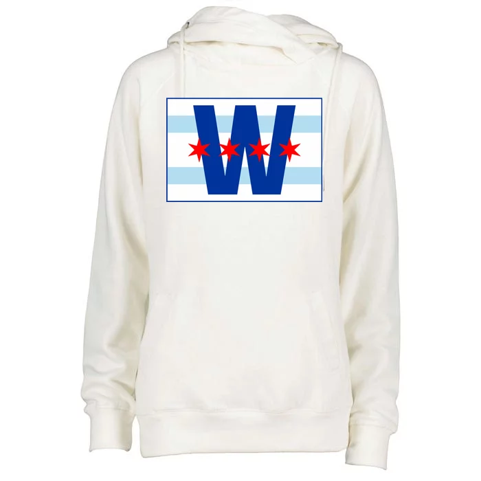 Chicago W Flag Womens Funnel Neck Pullover Hood