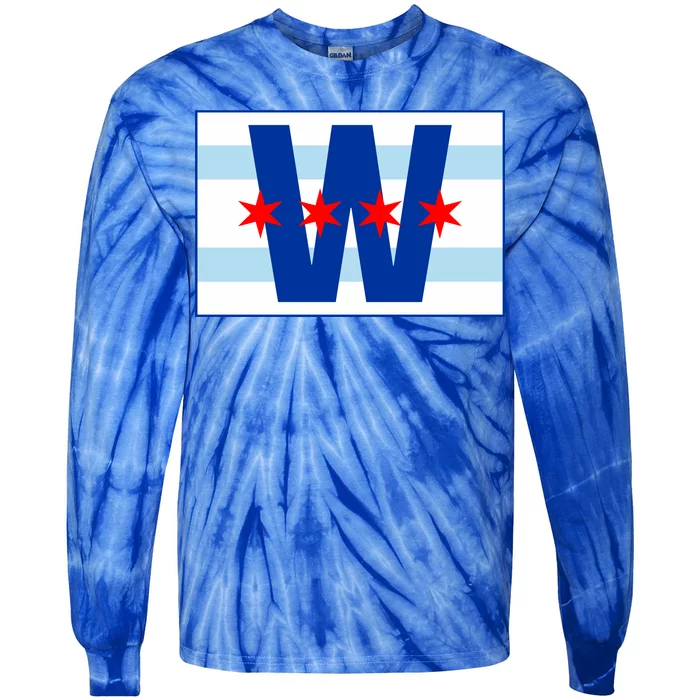 Chicago W Flag Tie-Dye Long Sleeve Shirt