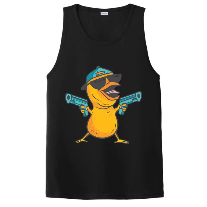 Chick Cartoon With Guns Performance Tank