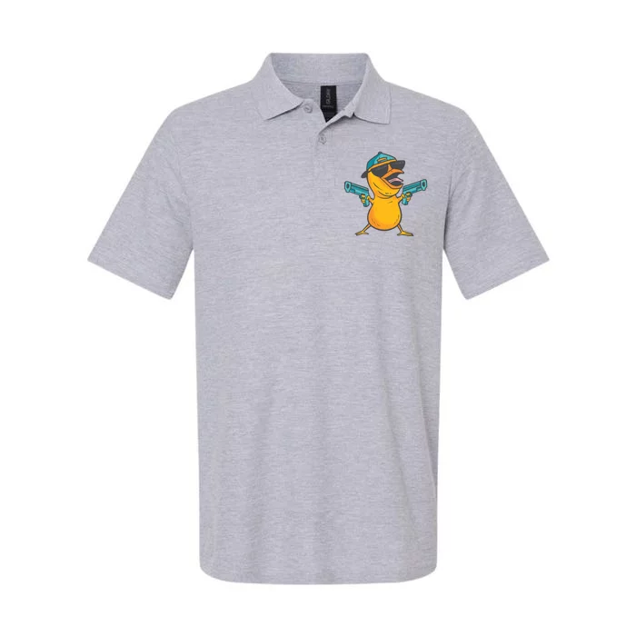 Chick Cartoon With Guns Softstyle Adult Sport Polo