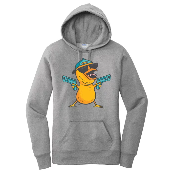 Chick Cartoon With Guns Women's Pullover Hoodie