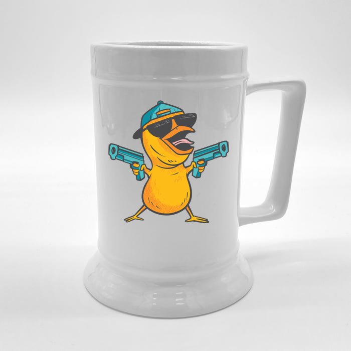 Chick Cartoon With Guns Front & Back Beer Stein