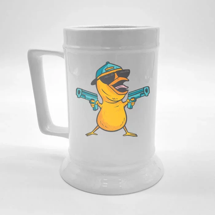 Chick Cartoon With Guns Front & Back Beer Stein