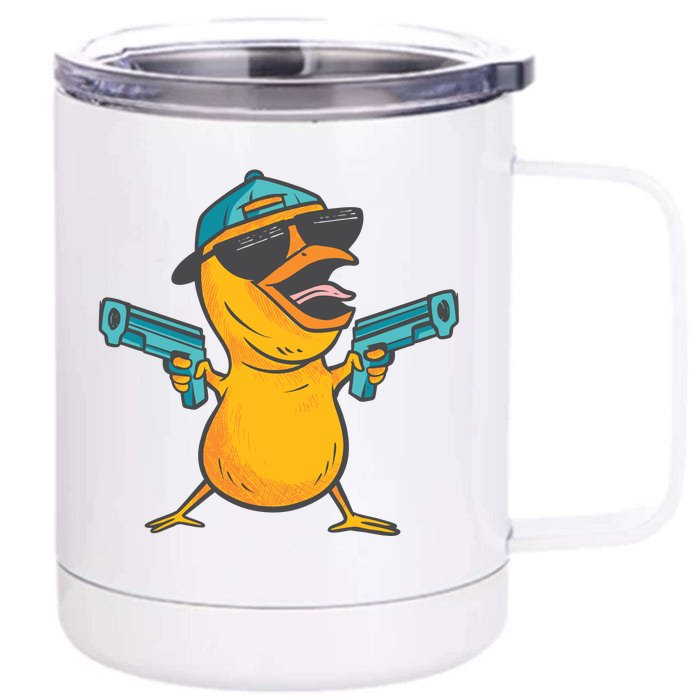 Chick Cartoon With Guns Front & Back 12oz Stainless Steel Tumbler Cup