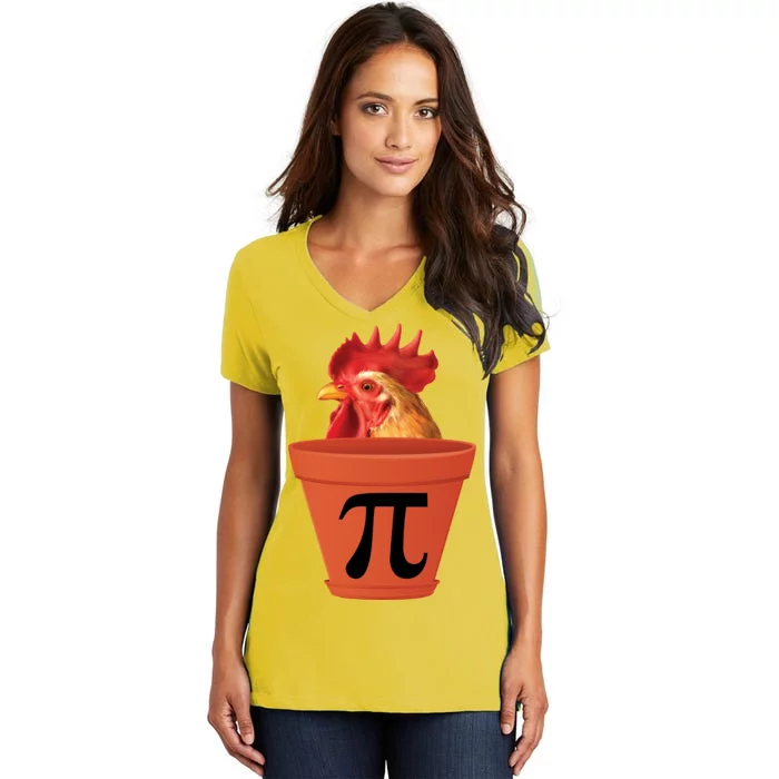 Chicken Pot Pie Funny Pi Women's V-Neck T-Shirt