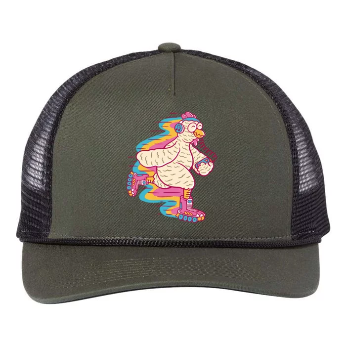 Chicken Roller Skating Retro Rope Trucker Hat Cap