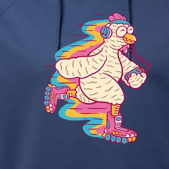 Chicken Roller Skating Performance Fleece Hoodie