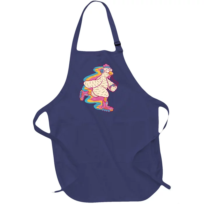 Chicken Roller Skating Full-Length Apron With Pocket