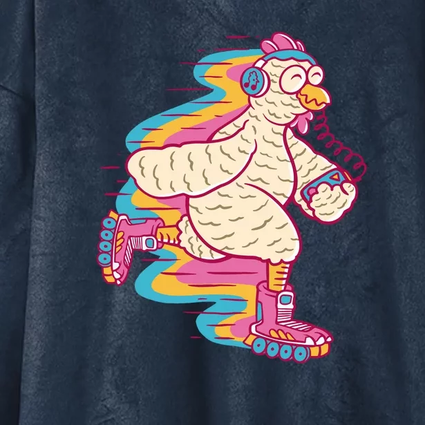 Chicken Roller Skating Hooded Wearable Blanket