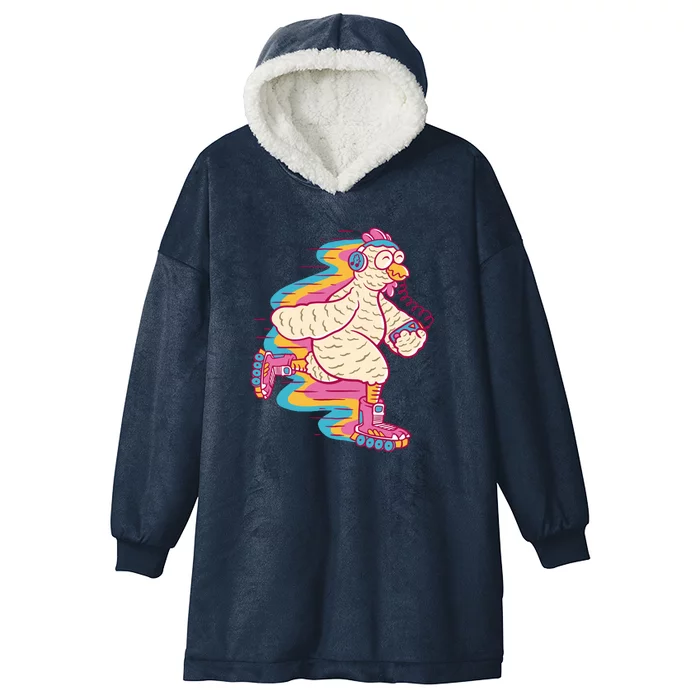 Chicken Roller Skating Hooded Wearable Blanket