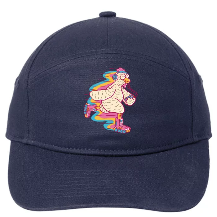 Chicken Roller Skating 7-Panel Snapback Hat