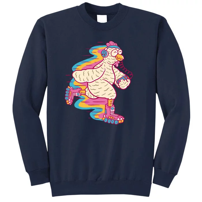 Chicken Roller Skating Tall Sweatshirt