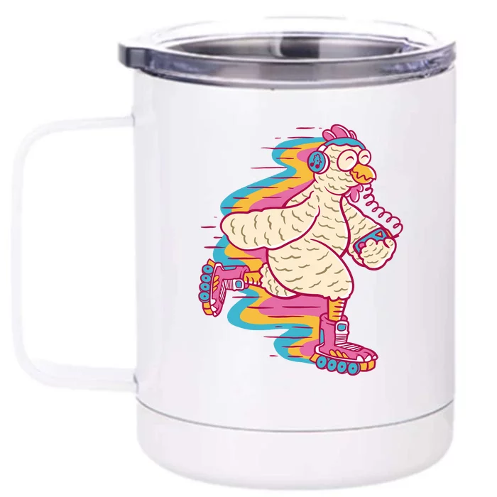 Chicken Roller Skating Front & Back 12oz Stainless Steel Tumbler Cup