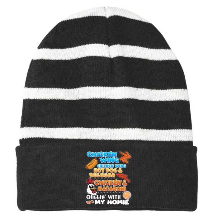 Chicken Wing Hot Dog Bologna Macaroni Homie Striped Beanie with Solid Band