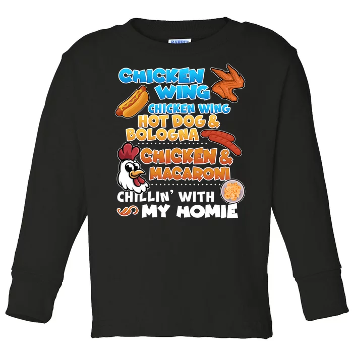 Chicken Wing Hot Dog Bologna Macaroni Homie Toddler Long Sleeve Shirt