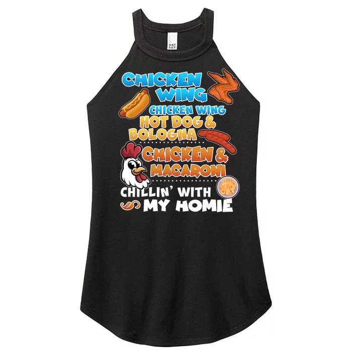 Chicken Wing Hot Dog Bologna Macaroni Homie Women’s Perfect Tri Rocker Tank