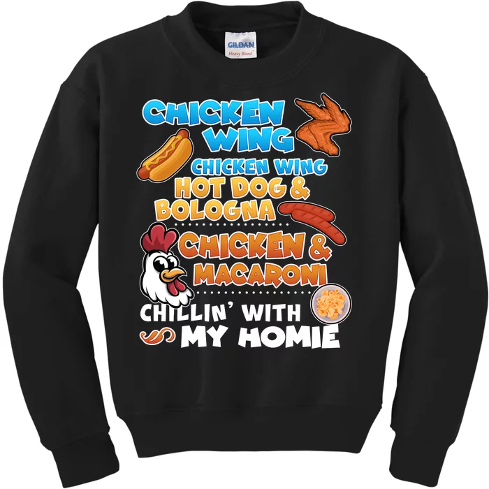 Chicken Wing Hot Dog Bologna Macaroni Homie Kids Sweatshirt