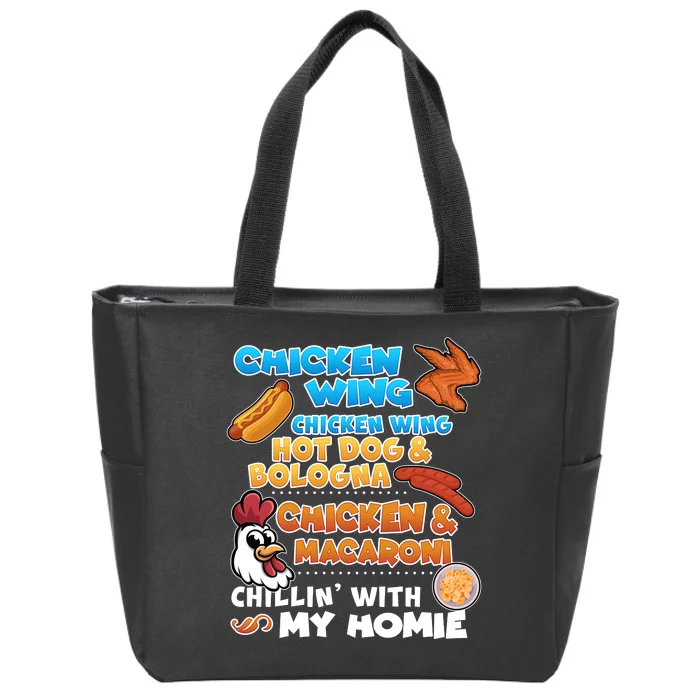 Chicken Wing Hot Dog Bologna Macaroni Homie Zip Tote Bag