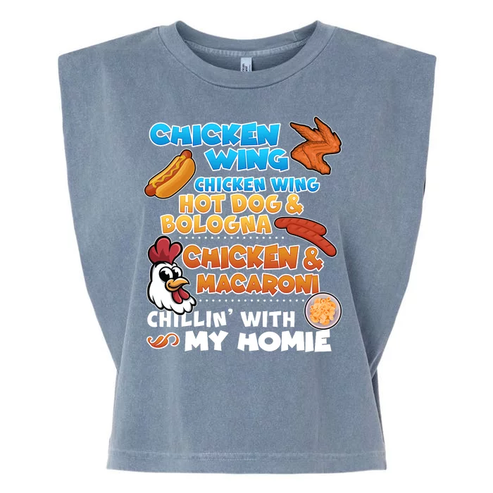 Chicken Wing Hot Dog Bologna Macaroni Homie Garment-Dyed Women's Muscle Tee