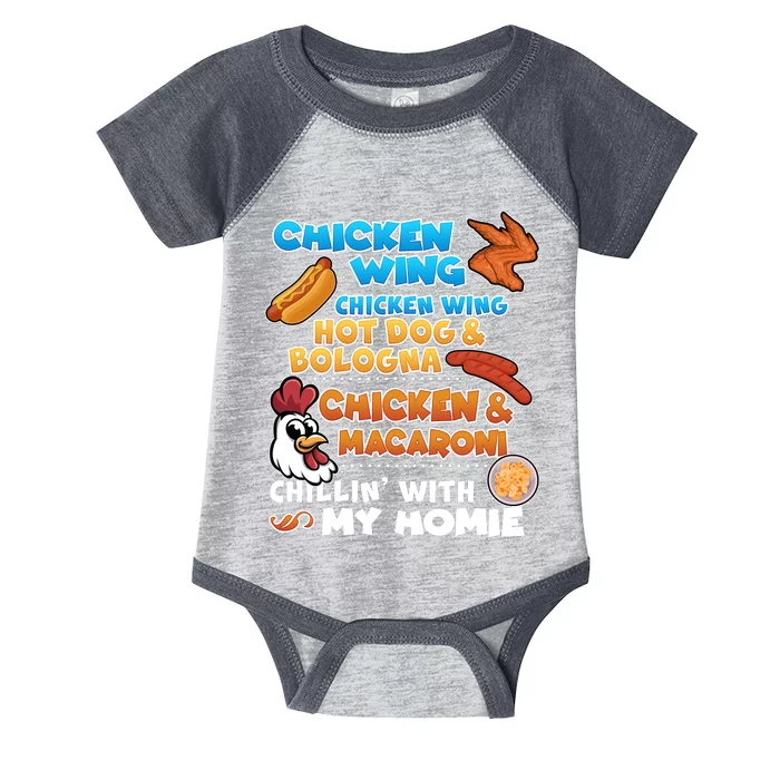 Chicken Wing Hot Dog Bologna Macaroni Homie Infant Baby Jersey Bodysuit