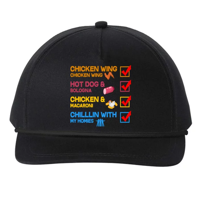 Chicken Wing Hot Dog Macaroni Chillin With My Homies Snapback Five-Panel Rope Hat