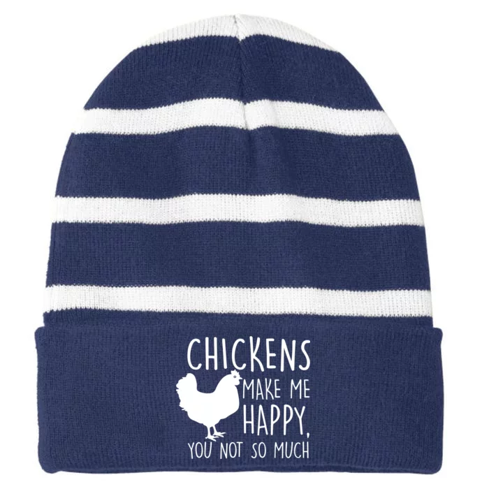 Chickens Make Me Happy, You Not So Much Funny Striped Beanie with Solid Band