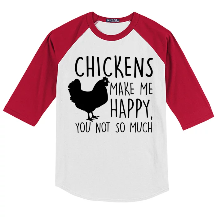 Chickens Make Me Happy, You Not So Much Funny Kids Colorblock Raglan Jersey